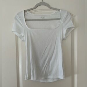 Old Navy Ribbed White Short Sleeve Tee
